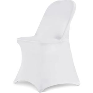 HAINARverS Folding Chair Covers for Wedding, 10pcs Stretch Spandex Washable Fabric Chair Cover, Decoration Chair Cover for Wedding, Party, Banquet, Birthday, Conference, Event(White, 10 PCS)