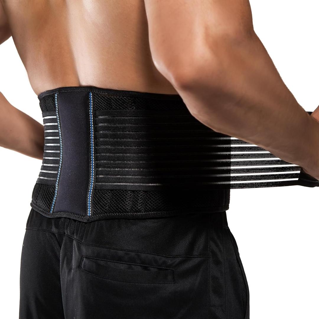 BraceUP Back Support Belt for Men and Women - Breathable Waist Lumbar Lower Back Brace for Sciatica, Herniated Disc, Back Pain Relief, with Dual Adjustable Straps (S/M 28-35 In)