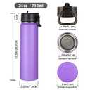 Volhoply 24 Ounce Insulated Water Bottle With Straw Lid,Stainless Steel Wide Mouth Sport Bottles With Handle,Double Wall Vacuum Cups keep Cold,Reusable Travel Thermal Cups For Holder,Gym(Purple,1)
