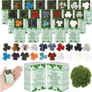 Geelin 20 Sets St. Patrick's Day Gifts Bulk Good Luck Gifts Set Clover Shamrock Crystal Stones with Irish Blessing Cards St. Patricks Day Party Favors for Family Friend Employee Coworker Teacher Gift
