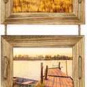 DLQuarts 5x7 Hanging Picture Frames Collage Wall Decor, 3-Opening Photo Frames 5x7 without Mat & 3.5x5 with Mat, Rustic Wood, Carbonized Black (5x7 (1-Pack)