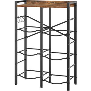 HOOBRO 5 Gallon Water Jug Holder 6 Bottles, Water Jug Rack, 3 Tier Water Bottle Holder with X-Shape Reinforcement, for Kitchen, Living Room, Office, Rustic Brown and Black BF03ST01