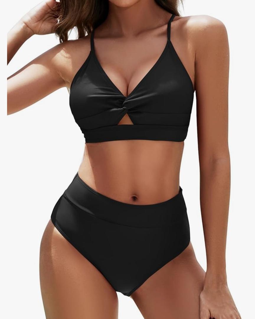 Women's High Waisted Bikini Set Two Piece Twist Knot Swimsuit Criss Cross Bathing Suit,M