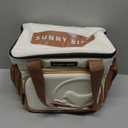 SUNNY BIRD 12L Large Insulated Lunch Bag, Leakproof and Foldable Lunch Cooler Box for Women Adult and Men, Fits 18 Cans (Ivory White 01)