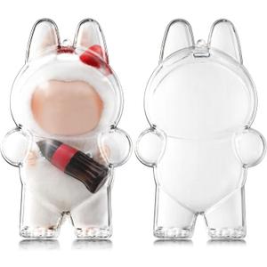 2 x GerdfeiTawtab Clear Bag Keychain for 17CM Doll, Clear Doll Display Protective Cover, Hanging Figure Transparent Acrylic Case Storage Box for Fans Collector (V1)