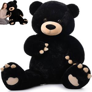 MorisMos Giant Teddy Bear Stuffed Animal 5Ft, 59'' Big Black Teddy Bear for Baby Shower Party Decoration, Large Black Stuffed Animal Gift for Kid Girl Boy Girlfriend Birthday Christmas Mother's Day, XX-Large
