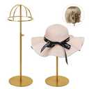 K KAIDIYIN Hat Display Stand Titanium Gold Hat Stand, Set of 2, Height Adjustable Cap Rack Display, Fingerprint Resistant Durable Stainless Steel Tabletop Cowboy Hat Holder Stands for Vendors Closet (RCS 50% Recycled Post-consumer Metal)