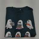 Halloween Teacher Shirts for Women Reading Books T-Shirt Funny Teacher Librarian Halloween Party Tee Tops (S, Dark Green)