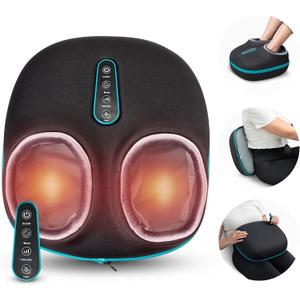 2-in-1 Shiatsu Foot and Back Massager with Heat, Foot Warmer Heating Pad for Circulation and Pain Relief, Plantar Fasciitis, Adjustable Kneading Massagers, Gifts for Women,Men