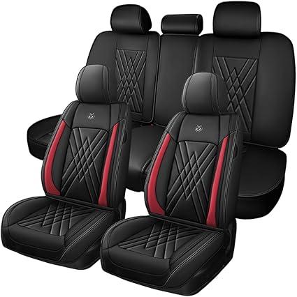 Car Seat Covers Compatible with Subaru Crosstrek 2013-2026, 360°Full Wrapped, Airbag Compatible Storage Pocket Zipper Design Wear Resistant Easy to Clean(Black Red, Full Set)