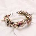 Rustic Preserved Dried Flower Crown Natural Floral Headband with Daisy Cream Mixed Flowers for Women Maternity Brides Bridesmaids Flower Girls Family Photography