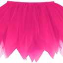 Tulle Tutu Skirt Shredded for Women Teens Short Layered Ballet Petticoat Elastic Waist Halloween Costume 80s Party Cosplay (Pink)