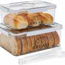 2Pack Bread Box for Kitchen Countertop,Airtight Bread Container Boxes with Toaster Tongs,Time Recording Breads Keeper with Lid,Bread Storage Container For Homemade Breads,Toast,And Cookies,Kitchen