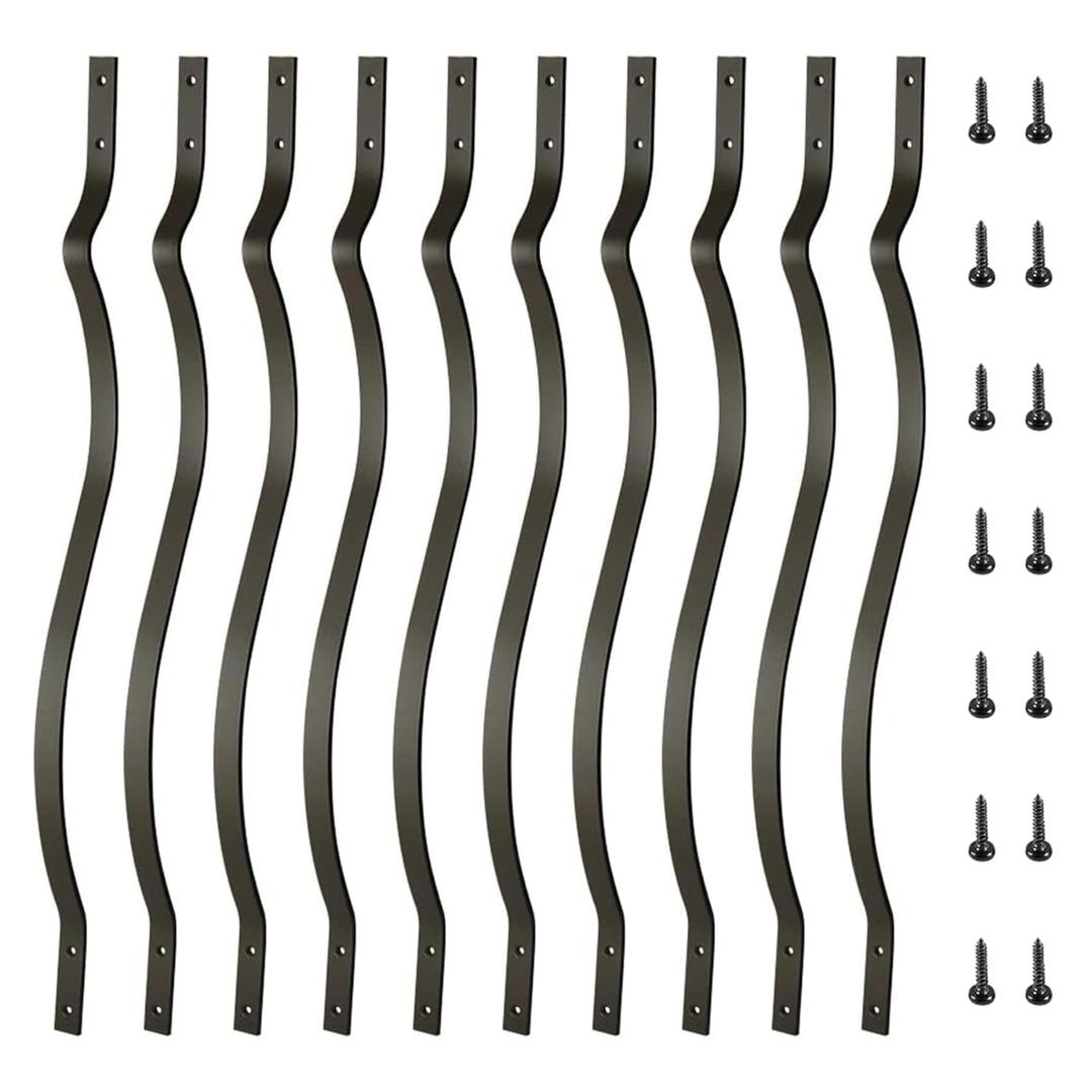 HZIU 61 Pack Metal Deck Spindles, 29.5 "Heavy Duty Railing, Wave Arc Baluster with Black Screws, Stylish for Outdoor Stair Porch