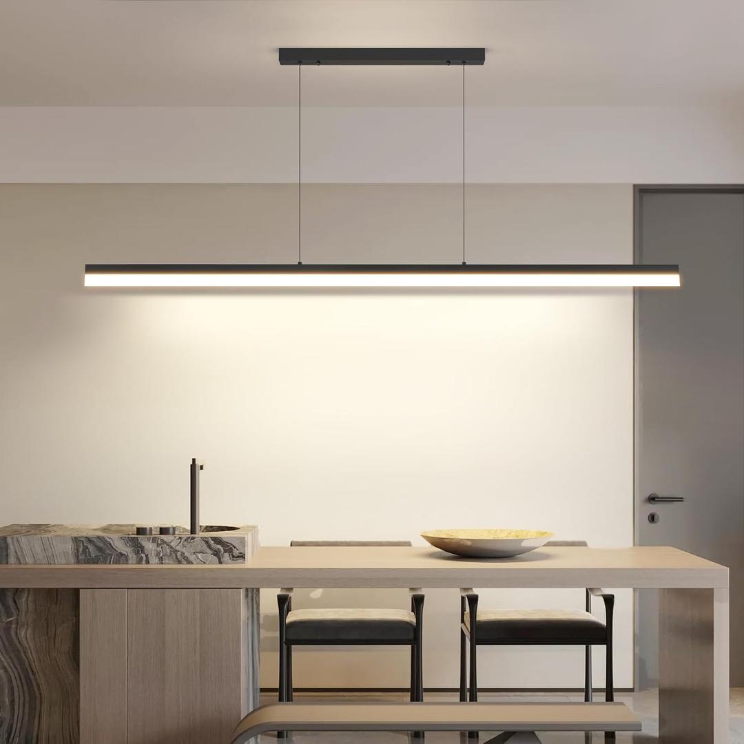 Modern Linear Pendant Light, 39IN Modern Chandelier with Remote Control 3000k-6500K Adjustable Color Temperature，Aluminum Island Lighting Lamp for Dining Room, Living Room