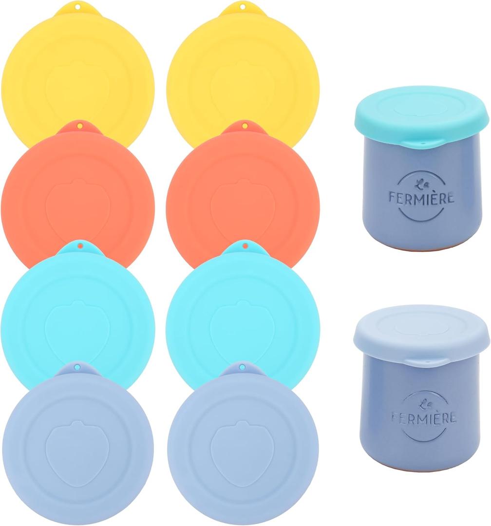 La Fermiere Yogurt Jar Lids Silicone, 8 Packs Reusable Jar Covers, Airtight Replacement Yogurt Jar Lids, Dishwasher Safe & BPA Free & Food-Grade(Jars NOT Included)