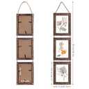 Lavezee Wall Hanging 5x7 Picture Frames Set of 2, Vertical Collage Distressed Brown Triple Frame Made to Display 5 by 7 inch Photo for Wall Decor