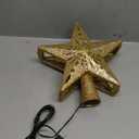 10" Christmas Tree Topper Projector with 6 Projection Modes, Built-in LED Rotating Light, 3D Glitter Dynamic Projector Light Up Tree Topper Star for Xmas Holiday Party Decorations Gifts (Gold)