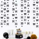 Black 30th Bow Birthday Decorations Glitter Conquette Bow Garland Streamer Banner for Womens Mens Happy 30th Birthday 30 and Fabulous Cheers to 30 Years Old Anniversary Vintage 1995 Party Supplies