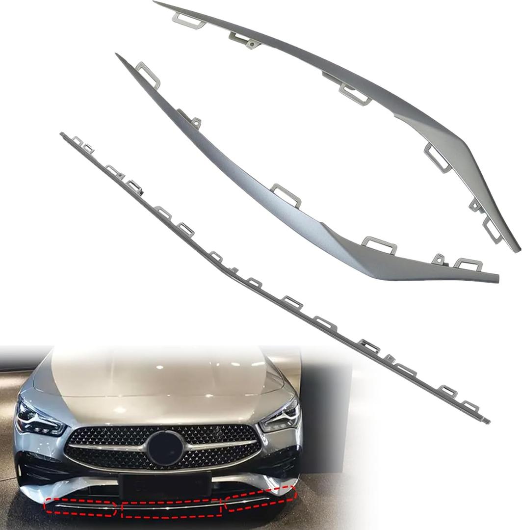XQSMWF 3Pcs Front Bumper Cover Molding Trim Electroplated Compatible with Mercedes Benz W117 CLA180 CLA200 CLA250 2016 2017 2018 2019 1178854900 1178855000 1178855100 Left Center Right