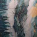 Mountains Large Wall Art Forest Tree Landscape Canvas Wall Decor Misty Mountain Hills Prints Painting Abstract Pictures Extra Large Modern Framed Artwork for Bathroom Bedroom Living Room 30"x60"