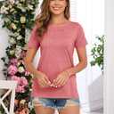 Womens Side Split Casual Summer Tops Short Sleeve T-Shirts (Red, M)