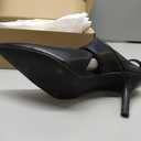 Coutgo Womens Slingback Pumps Closed Pointed Toe High Heels Belt Buckle Strap Dressy Work Shoes (8, Black)