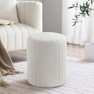 Get Set Style Modern Round Ottoman with Soft Padded Seat, Multifunctional Vanity Chairs for Makeup, Upholstered Footrest Stool Ottoman Foot Stool for Living Room, Bedroom