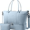 HOTOR Travel Duffel Bag - Weekender Bags for Women, Gym Tote Bags with Shoe Compartment, Carry On Overnight Bag with Toiletry Bag for Travel Essentials and Travel Accessories, Blue, 13.4"17.3"7.9"