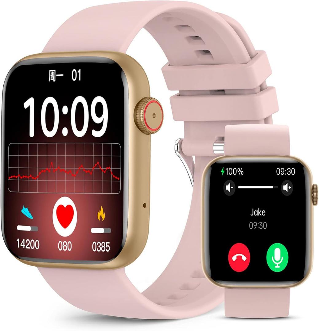 Smart Watch for Women, 1.85" GPS Watcher with 120+ Sports Modes, Blood Pressure/Blood Oxygen/Heart Rate/Sleep Monitor, IP67 Waterproof Smartwatch for Android iOS (Pink)