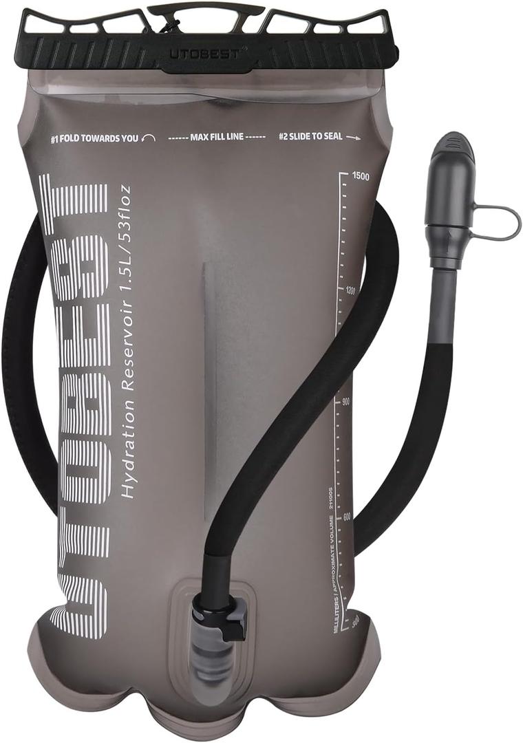 UTOBEST Hydration Bladder,TPU Water Bladder,Water Bladder for Hiking Backpack,BPA Free,Wide Opening,Leak-Proof,Water Reservoir for Hiking Cycling Camping Running (Coffee-1.5L)