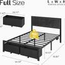 OLEVS Full Size Bed Frame with 2 Drawers, Charging Station & LED Lights