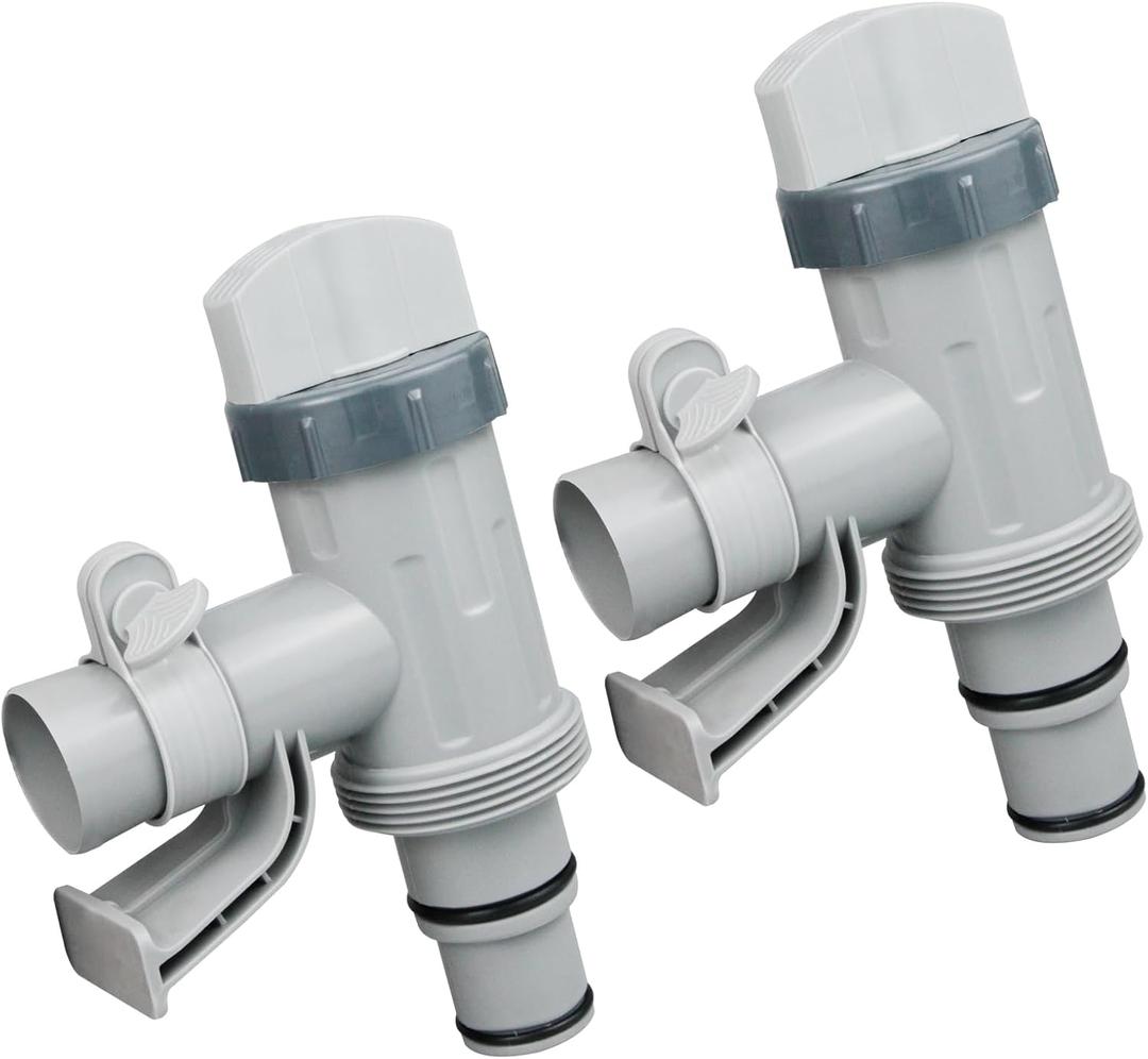 Pool Hose Adapter for Above Ground Swimming Pool, Pool Replacement Parts with Plunger Valve and Pool Pipe Holder Pool Pump Parts (2 pcs)