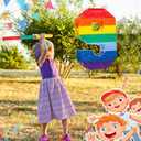 Sratte Rainbow Number Pinata Multicolor Small Kids Birthday Party with Blindfold Stick and Confetti for Anniversary Cinco de Mayo Fiesta Decor (Number 9) (PR-Sratte-52971)