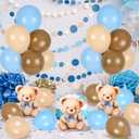 12 Sets Bear Baby Shower Balloon Stand Kit for Table Boy Baby Shower with Balloon Centerpieces Decorations for Blue Teddy Bear Theme Gender Reveal Birthday Party Table Decorations Supplies