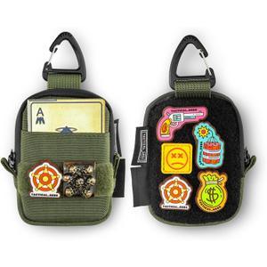 Tactical Geek Storage A6 Mini Size EDC Utility Pouch, Mini Coin Purse with Custom Carabiner, EDC Mini Size Pocket Organizer, Wireless Headset Pack, Key Waist Case for Daily Carry-Green