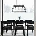 XILICON Contemporary 3-Light Black Kitchen Dining Room Chandelier Light Fixture, Rustic Pendant for Island Table, Dimmable, UL Listed, Easy Install, E26 Base, Metal, Indoor, Ceiling Mount