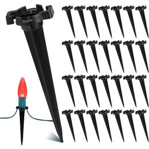 100-Pack Plastic Light Stakes, 4.5 Inch Christmas Yard Stakes for C7 C9 Christmas Lights Outdoor, Universal Light Stakes for Outdoor Holiday Lights Use on Garden Lawn Patio Path Walkway  Black