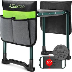 Garden Kneeler and Seat Heavy Duty, Upgraded Foldable Gardening Stool - Widened to 10" Stable Wear-resistant Prevent Knee and Back Pain, Beautiful Logo High-End 2 Large Tool Bags Gift for Women