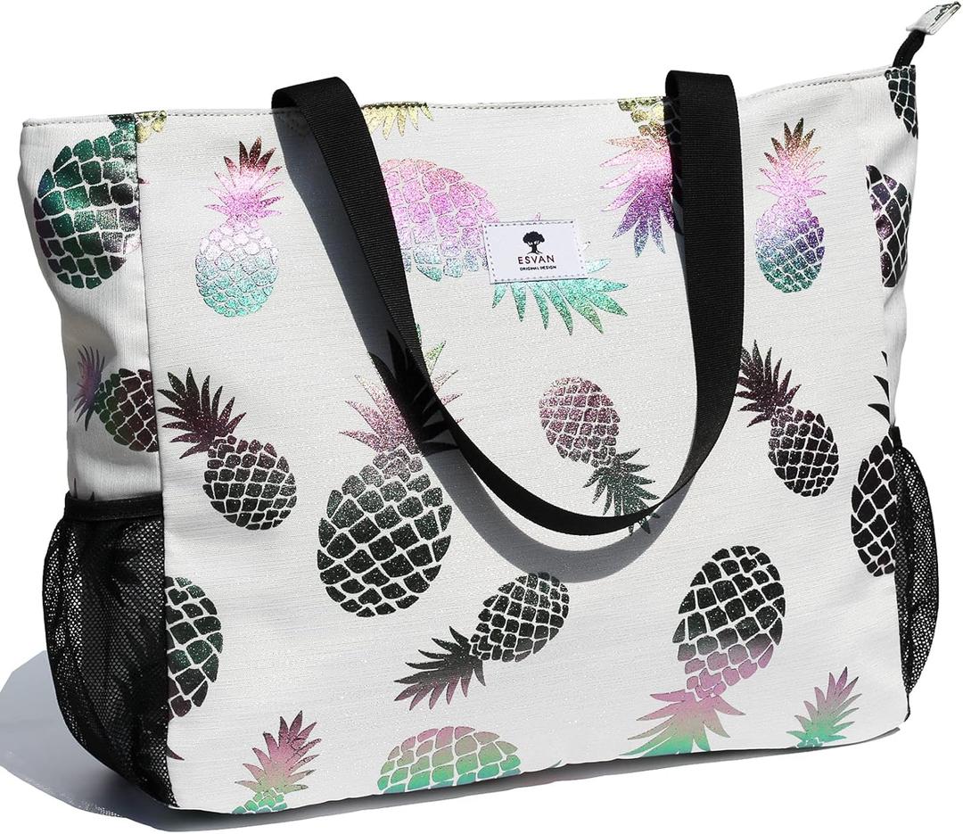 ESVAN Large Lightweight Water Resistant Beach Bag 20 Inch Womens Oversized Tote Bag for Gym, Beach, Travel, Pool, Yoga, Nurse