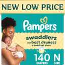 Pampers Baby Diapers - Swaddlers - Size N, 104 Count, Ultra Absorbent Disposable Infant Diaper