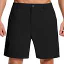 SERAMY Mens Stretch Golf Shorts with 6 Pockets Dry Fit 7 Inch Inseam Lightweight Dress for Hiking Work Casual (Black), Size: L:9 W2XL