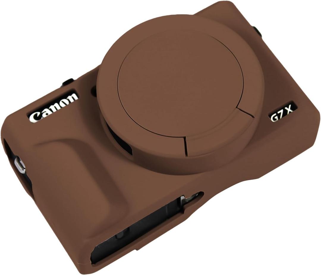 Easy Hood Case for Canon Powershot G7 X Mark III Digital Camera, Soft Silicone Protective Cover with Removable Lens Cover for Canon Powershot G7X Mark III DSLR Camera (Brown)