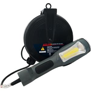 Portable Corded LED Work Light with 30 Feet Retractable Cord Reel, 1600 Lumens, 116AWG 3C SJTW Cord Handheld Outdoor Work Light, UV and Weather Resistant, Magnetic Mount, UL Listed
