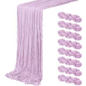 8 Pack Lavender Cheesecloth Table Runner 20 x 120 inch Gauze Table Runners 10 FT Long,Semi Sheer Boho Cheese Cloth Fabric Table Runner Bulk for Wedding,Party,Baby Shower,Bridal Shower Decoration