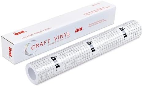 ANT Strong Grip 24" x 50' Clear Vinyl Transfer Paper Tape Roll with Half Inch Alignment Grid for Cricut Adhesive Vinyl for Decals, Signs, Stickers
