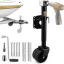 2500lbs Trailer Jack with Dual Wheel, 20-24V Cordless Drill Compatible, Heavy Duty Bolt on Trailer Tongue Jack for RV and Utility Trailer, Boat, 12" Lift Black