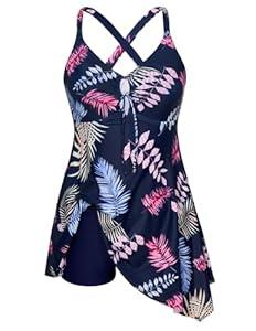 Hanna Nikole Womens One Piece Swimsuit Tummy Control Swimdress Plus Size Cut Out Adjustable Bathing Suit 6X