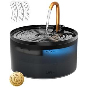 Cat Water Fountain, 71oz/2.1L Cat Fountain for Drinking with Copper Faucet, MISFANS-Designed Pump & Filter, Plastic Automatic Pet Water Fountain Bowl & Dispenser with 3-Pack Replaceable Filters