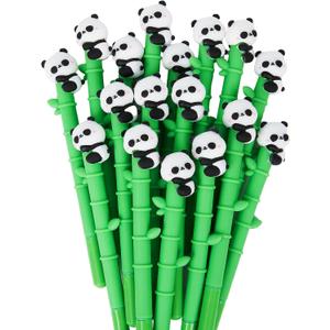 20 Pcs Panda Pens, Cartoon Panda Bamboo Pens Set for Kids Girls, Kawaii Gel Pens 0.5mm Black Ink Ballpoint Pens for School Office Supplies